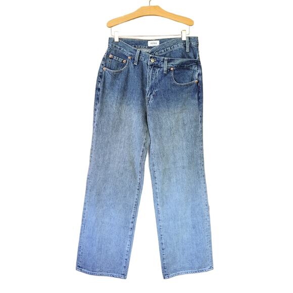 PISTOLA Bobbie Crossover Waist Jeans Wide Leg Jeans Size 26 Indigo Ombré Fade - Picture 2 of 12